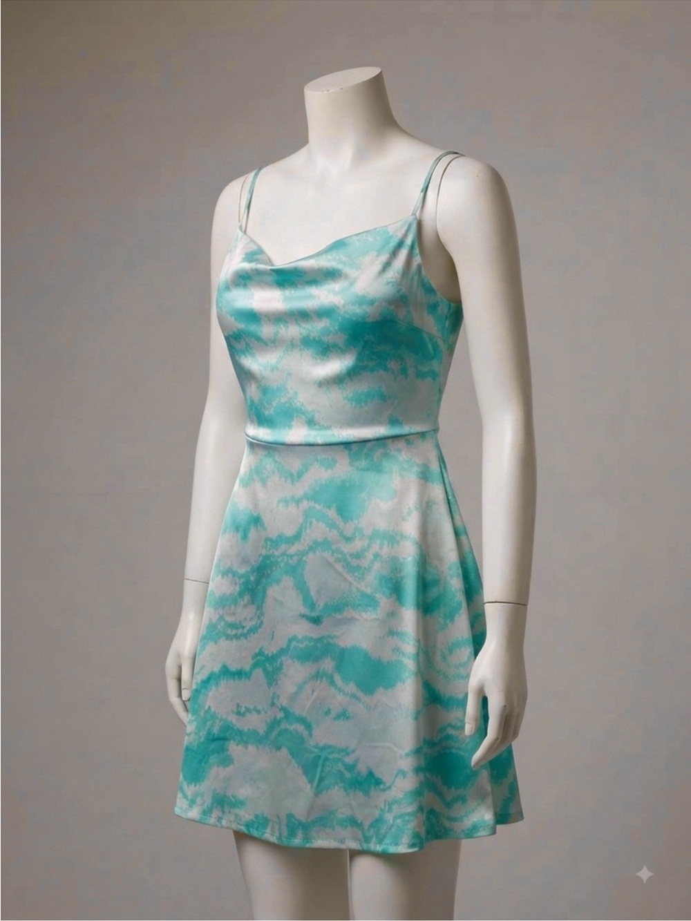 PIECES Abstract Print Satin Short Dress Size S New With Tags